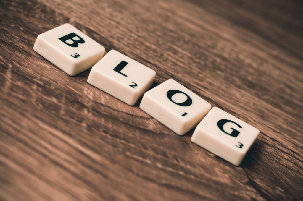 the word blog arranged by using letter blocks
