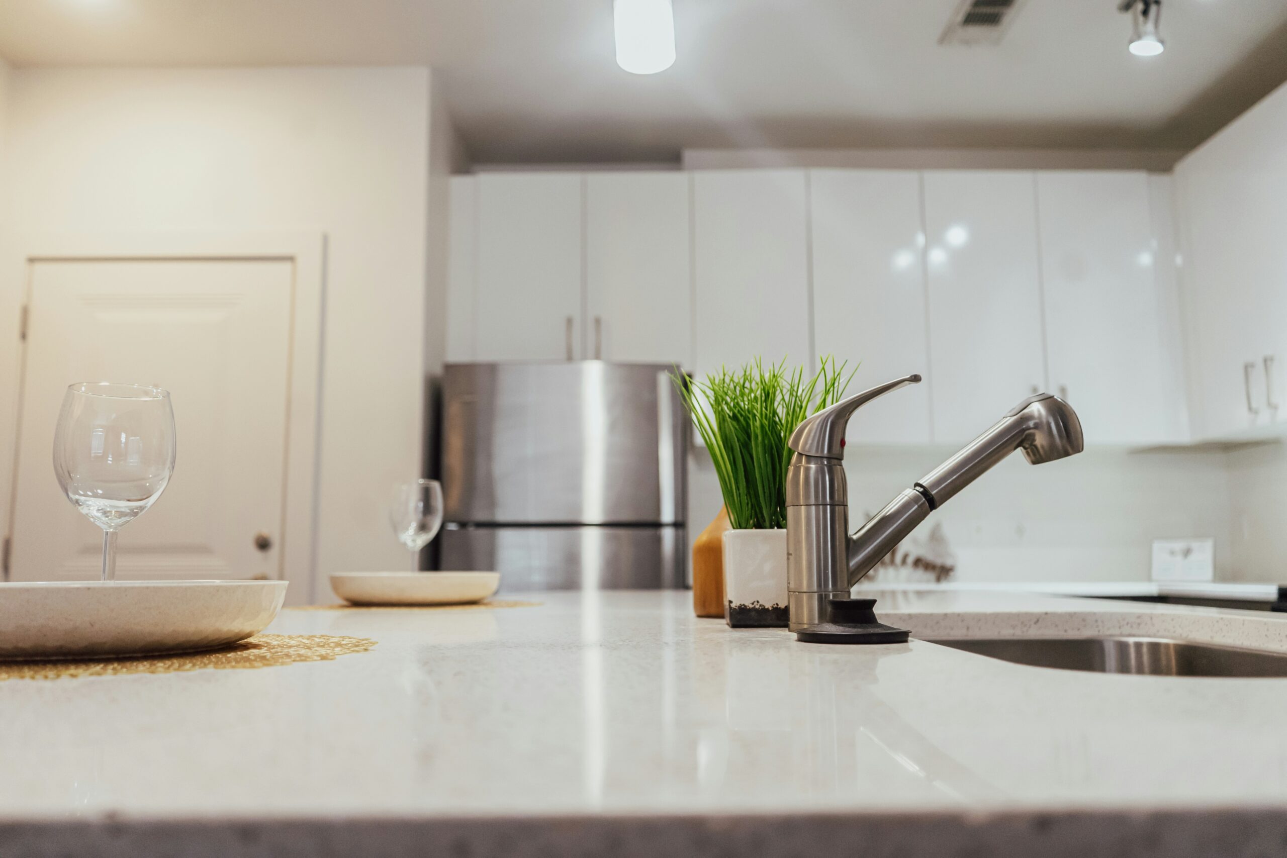quartz countertop in kitchen